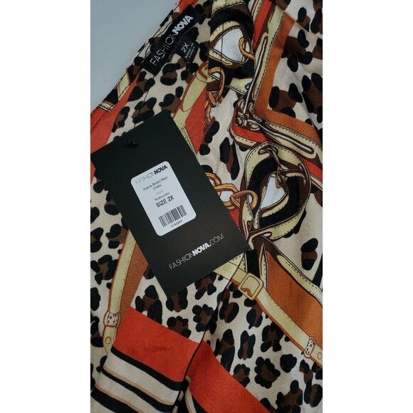 Fashion Nova Kyana Belted Animal Abstract Print Maxi Dress Plus Size 2X - Picture 6 of 6